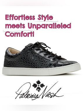 PATRICIA NASH, UMA, Black, Croc Embossed, Sneakers, NEW in BOX!